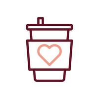 Cup love icon duocolor brown beige style valentine illustration symbol perfect. vector