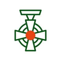 medalla icono duotono verde naranja color militar símbolo Perfecto. vector
