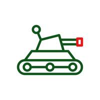 tanque icono duocolor verde rojo color militar símbolo Perfecto. vector