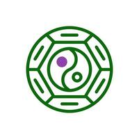 yin y yang icono duotono verde púrpura color chino nuevo año símbolo Perfecto. vector