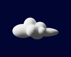 3d hacer mullido nube. realista moderno icono en arcilla estilo. vector ilustración blanco elemento en azul cielo antecedentes. suave cielo. meteorología símbolo de nublado clima