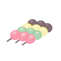 dango, rosa grön gul brun png