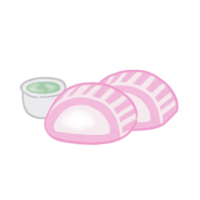 Pink dessert with green tea png