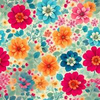 Colorful flower pattern ai generate photo