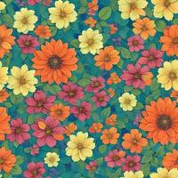 Colorful flower pattern ai generate photo