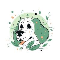 contento linda perro retrato aislado en blanco fondo, perrito garabatear caracteres ilustración en plano estilo, gracioso perro logo vector diseño