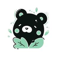 Bear Logo Design, Bear Portrait Character in Flat Style, Teddy Bear Illustration for Merchandise Clothing vector