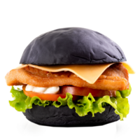 sabroso negro vegetariano hamburguesa generativo ai png