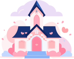 Hand Drawn chapel for wedding in flat style png