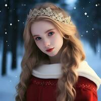 Beautiful girl with blue eyes in christmas photo