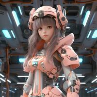 3d hacer de mecha robot anime niña foto