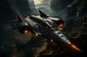 A fleet of spaceship fighter jets photo