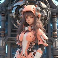 3d render of Mecha robot anime girl photo