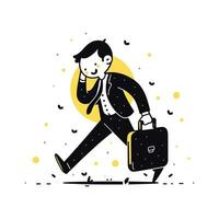 Man Walking with Suitcase, Businessman Character in Flat Style, Businessman Cartoon Vector Illustration Design