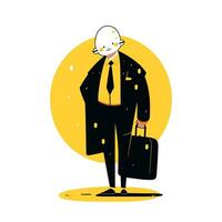 Man Walking with Suitcase, Businessman Character in Flat Style, Businessman Cartoon Vector Illustration Design