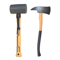 3D Rendering Rubber Hammer And Axe png