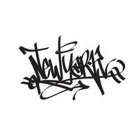 New York word text street art graffiti tagging on wall vector