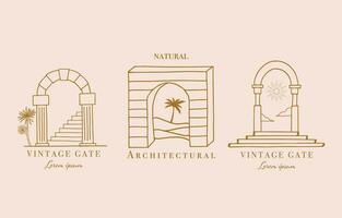 colección de diseño de línea con sol, ventana, edificio. Ilustración vectorial editable para redes sociales, icono vector