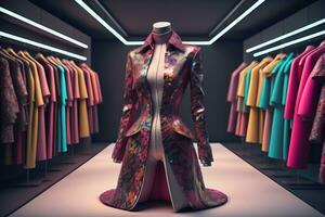 Futuristic fashion mannequin in the store. ai generative photo