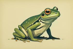 Frog on a green background. Vector illustration of a frog. ai generative photo