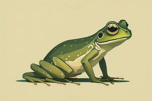 Frog on a green background. Vector illustration of a frog. ai generative photo