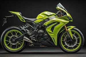 Modern powerful sports motorcycle on a colorful background. ai generative photo