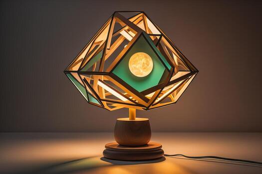 a modern lamp on a solid color background. ai generative photo
