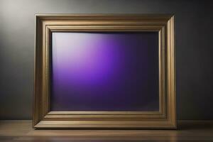 Glass picture frame on a solid color background. ai generative photo