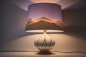 decorative table lamp on solid color background. ai generative photo