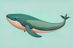 Blue whale isolated on a solid clor background. ai generative photo