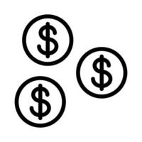 Vector coins icon. Line business icon of cash. Dollar coins outline. Sign of wealth. Editable stroke.