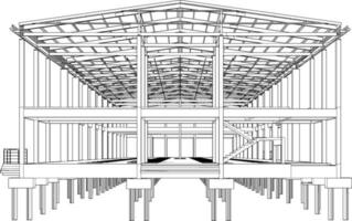 3D illustration of building structure vector