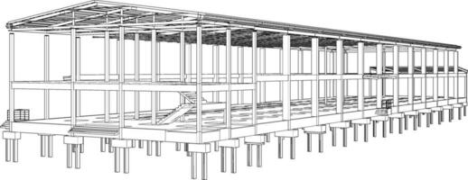 3D illustration of building structure vector