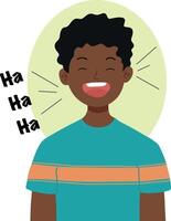 Portrait young boy laughing out load illustration vector