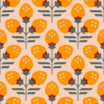 Retro Seamless Damask Surface Scandinavian Pattern Wallpaper Background vector