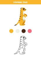 Color cute cartoon yellow meerkat. Worksheet for kids. vector