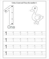 Number Tracing, Number Tracing Worksheet, Math workbook for kids vector