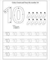 Number Tracing, Number Tracing Worksheet, Math workbook for kids vector