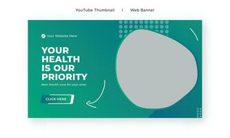 Medical healthcare youtube thumbnail and web banner vector