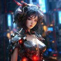 3d render of Mecha robot anime girl photo