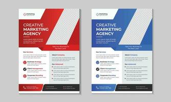 Two corporate business brochure, flyer design, layout template A4 size, Template vector design for Magazine, Poster, Leaflet Presentation, Portfolio, Flyer infographic, layout, red and blue colors.