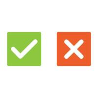 Check mark and cross mark icon isolated vector illustration.