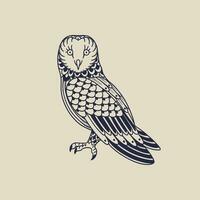 Old school owl tattoo outline vector