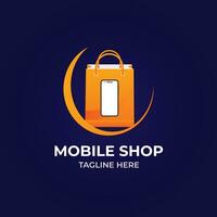 Gradient mobile shop logo design vector template