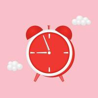 Clásico alarma reloj en rosado antecedentes. 3d web vector ilustraciones.