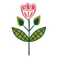 Decorative flower in ethno style. Pink tulip in scandinavian style. Simple decorative element. vector