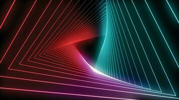 Neon tunnel. Portal with light effects. Retro abstract background. Vector illustration.