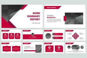 Red simple business work report slide presentation template vector