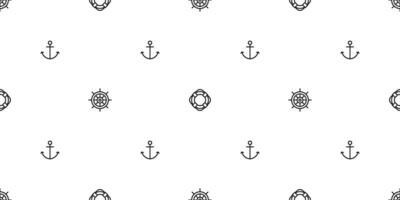 Anchor seamless pattern vector boat helm swimming ring pirate maritime Nautical sea ocean repeat wallpaper scarf isolated tile background doodle