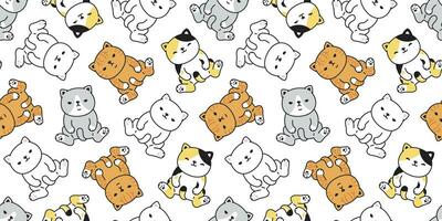 cat seamless pattern vector kitten calico cartoon scarf isolated tile background repeat wallpaper doodle illustration